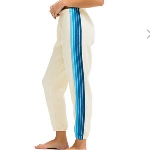 Women’s Aviator Nation 5 Stripe Vintage White // Blue Sweatpants